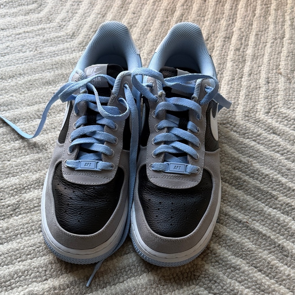 Nike Air Force 1 - Custom Carolina Blue, Black, and Gray Shoes